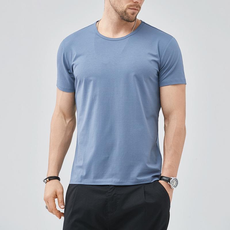 Solid Color Short Sleeved T-shirt Men Slim Slimming Classic Versatile Both Men Interior T-shirt with Base Top
