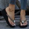 Fashion Women's Clip-toe Wedge Heels Women's  Summer Sparkling Crystal Platform Sandals Women Plus Size 42 Outdoor Flip-flops