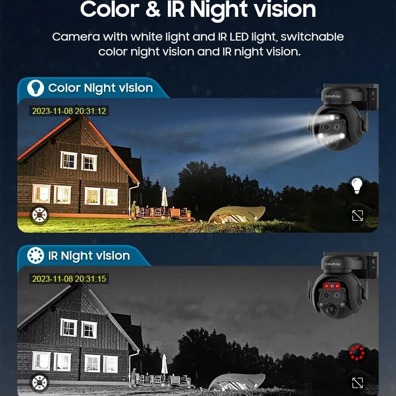 12X Zoom 4G LTE Solar Security Camera 8MP Night Vision Dual-Lens Outdoor WiFi Solar Battery Camera PIR Human Detection