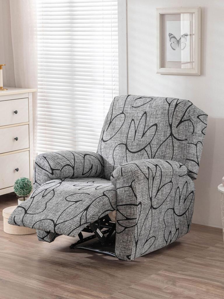 4pc/set Milk Silk Stretch Recliner Sofa Covers Printed Elastic Armchair Chair Slipcovers for Living Room Furniture Protector