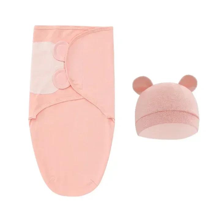 Baby Baumwoll-Swaddle-Decke 0-6 Monate Neugeborenes Anti-Schreck-Fotografie-Decke Wickeltuch Mützen-Set Anti-Strampeln Steppdecke Neugeborenen Geschenke