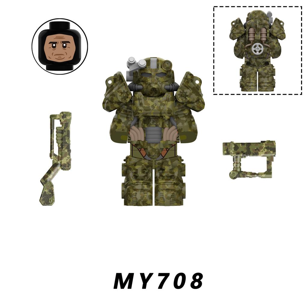 Neueste Bos Game T60 Power Rüstung Armee Offiziere Soldaten Figur Maschinengewehr Modell Bausteine Kinderspielzeug Geschenke Junge Mädchen Juguetes