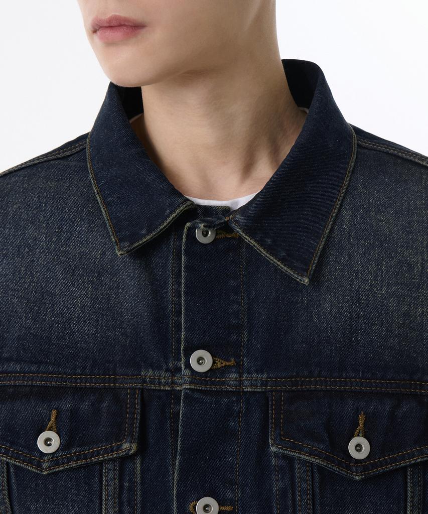 Musinsa Standard Big Brush Relaxed Denim Trucker Jacket [Dark Blue]