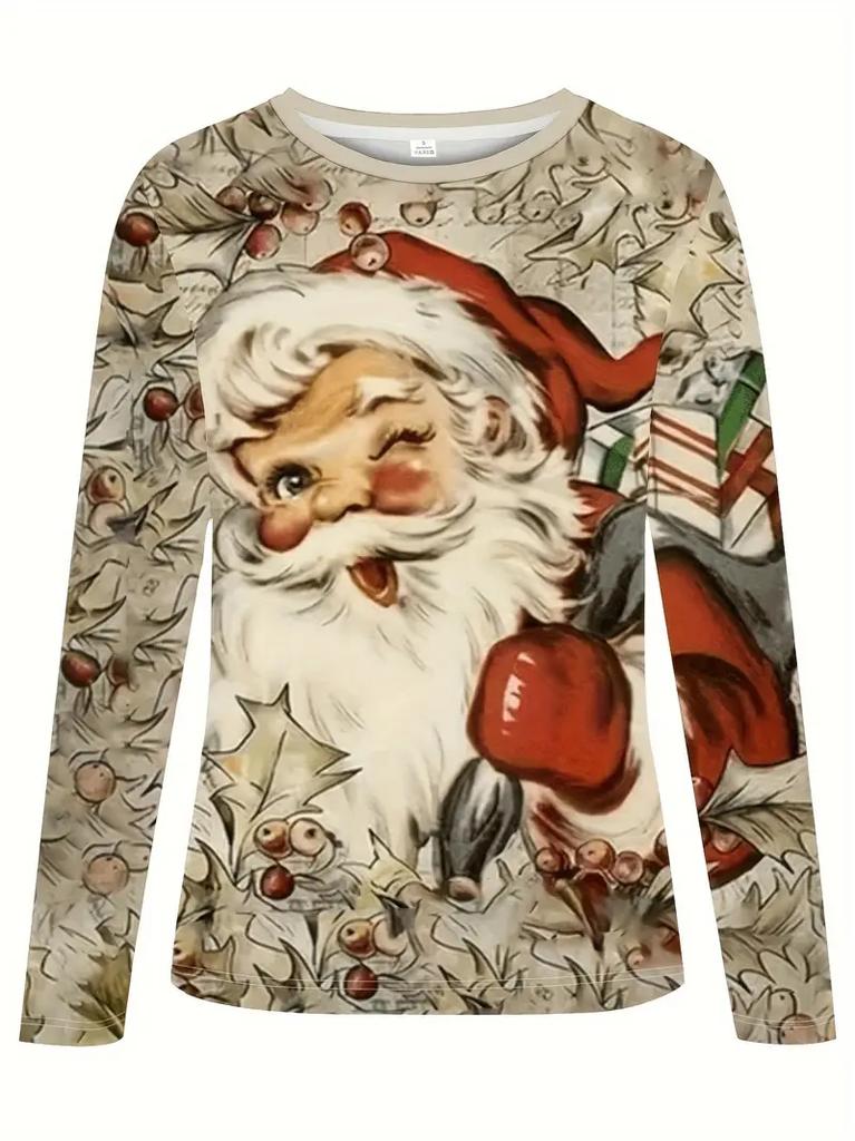 Funny Christmas Ornament Printed T-Shirt Santa Claus Costume 3D Print Men's Long Sleeve T Shirt Harajuku Pullovers Men Clothing