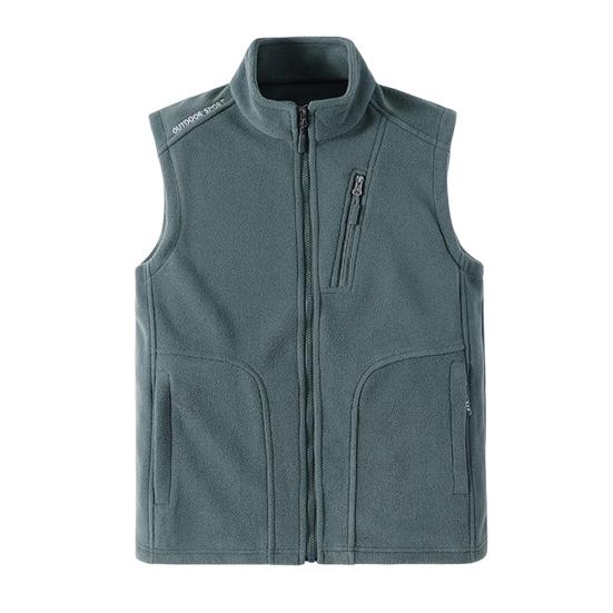 

Men Polar Fleece Waistcoat Regular Fit Sleeveless Stand-Up Collar Vest Coat XXXXL сірий