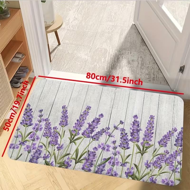 Soft Non-Slip Washable Kitchen Mat, & Floor Mat with Lavender Floral , Polyester, Kitchen Floor Mat, Kitchen MaT