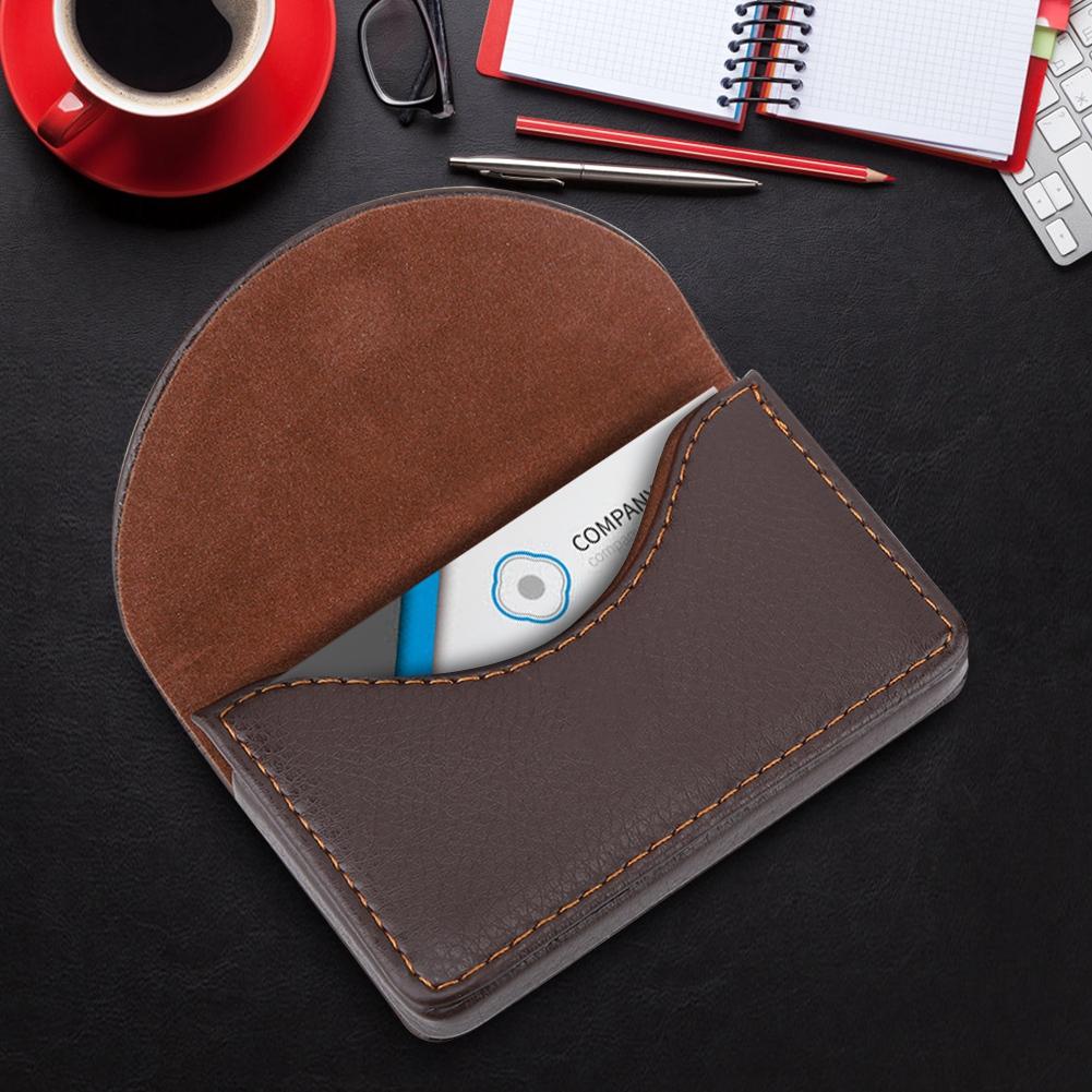 Portable Leather Business Name Card Holder Case Wallet Credit Card Holder Case (Coffee)