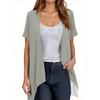 Women's Fashion Solid Color Irregular Hem Short Sleeve Cardigan Pocket Jacket
