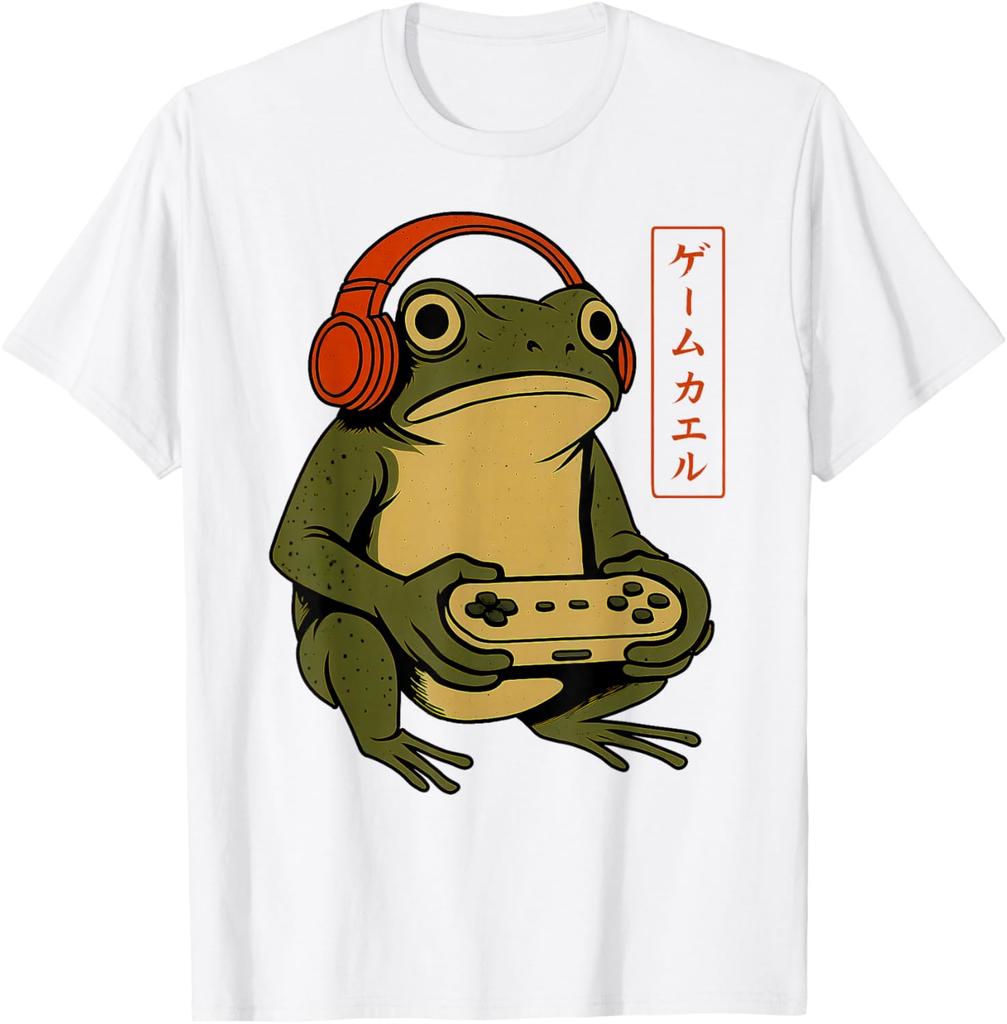 Funny Gamer Frog Unisex Women Boys Funny Vintage Gaming TShirt Cotton Tee Cartoon Vintage Frog Gamer Unisexs Womens Clothing