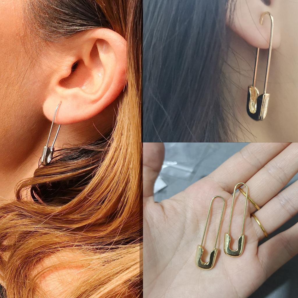 Classic Safety Pin Earings for Women Men Unisex Paper Clip Gold Silver Black Color Zinc Alloy Fashion Earings Jewelry Gift