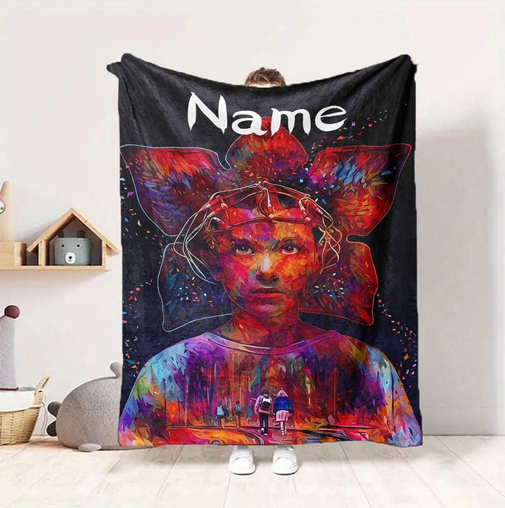 Custom Name Alien Encounter Flannel Blanket Throw Blanket Soft Warm Sofa Bed Decor Unique Gift