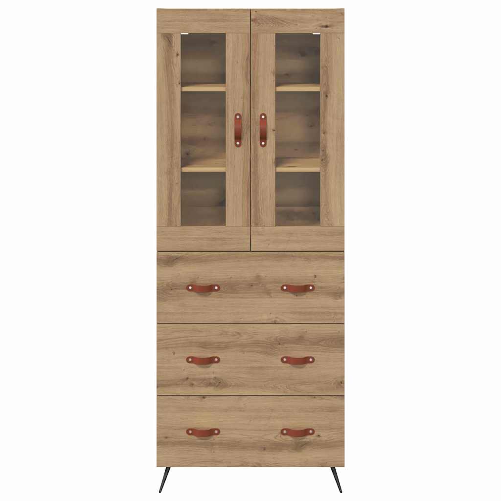 Highboard Cabinet with Shelf 2 pcs Artisan Oak Wood Material