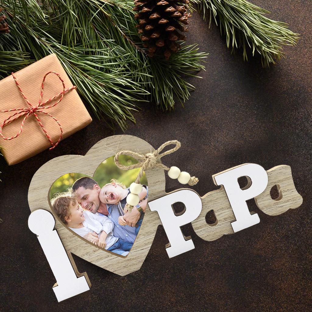 1PC Wooden Love Photo Frame Crafts for Wedding Love Photo Father's Day Papa Picture Frame English Letter Photo Frame Table Decor