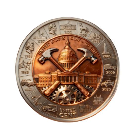 Final Cent Memorial Coin (1909-2025) Last Penny Tribute Token Historical Commemorative Coin Vintage-Style Penny Era Keepsake