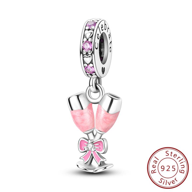 Copper Pink Lady Perfume Gifts Home Charm Bead Pendents Fits Genuine Bracelet Girl Lucky DoItYourself Jewellery