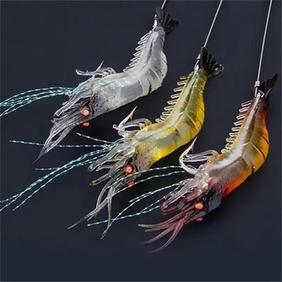Randomly Select One Luminous Soft Lures Artificial Shrimp Hooks Baits Sinking Tackle 9cm 6g Fishing Lure Accessories