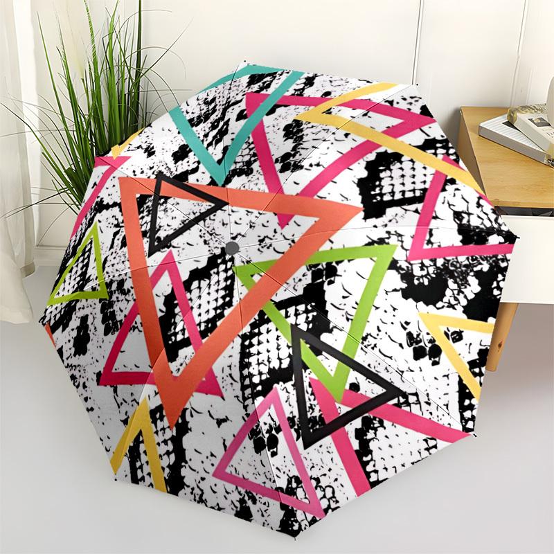 

1pc Geometric Triangles Pattern Automatic Open/Close Umbrella, Lightweight for Women/Men, Perfect Gift - for Everyday or Holiday Eventsyy251127072