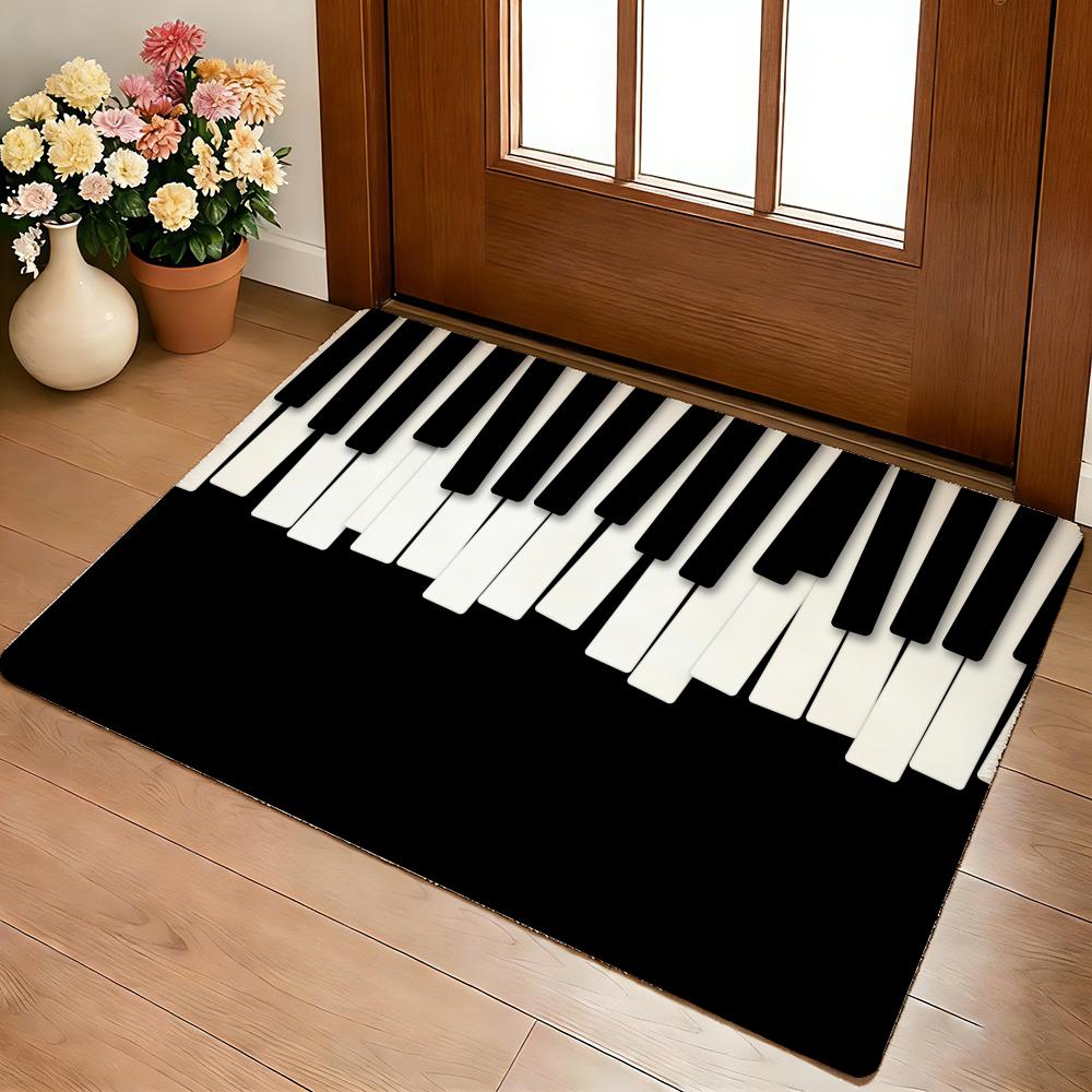 Muzieknoot Piano Patroon Vloermat Gezellige Flanel Zacht Dik Antislip Mat Voor Woonkamer Slaapkamer Keuken Decor Vloerkleden