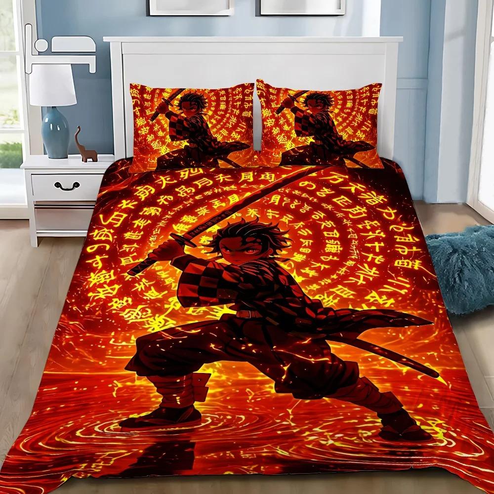 Dynetrekk Demon Slaye 3D Utsøkt Muichiro tokito Anime Digitaltrykk Sengetøy Sett Dyne Seng Ungdom Hjem Dekor Gutt Gave