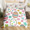 Watercolor Easter Eggs King Queen Bedding Set Happy Easter Themed Duvet Cover Toddlers Rainbow Easter Egg Polyester Quilt Cover