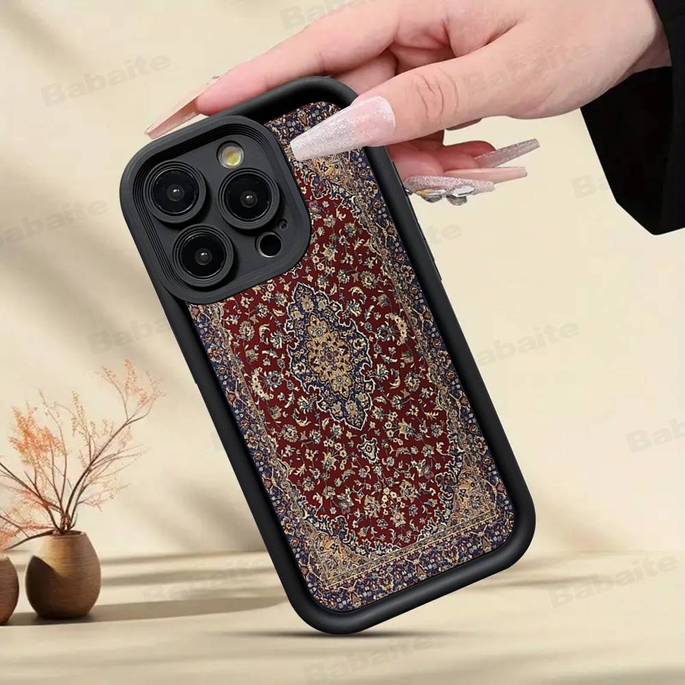 Persian Carpet Floral Art Phone Case For IPhone 17 16 15 14 Plus 13 12 11 Pro Max Air Soft Silicone Cover