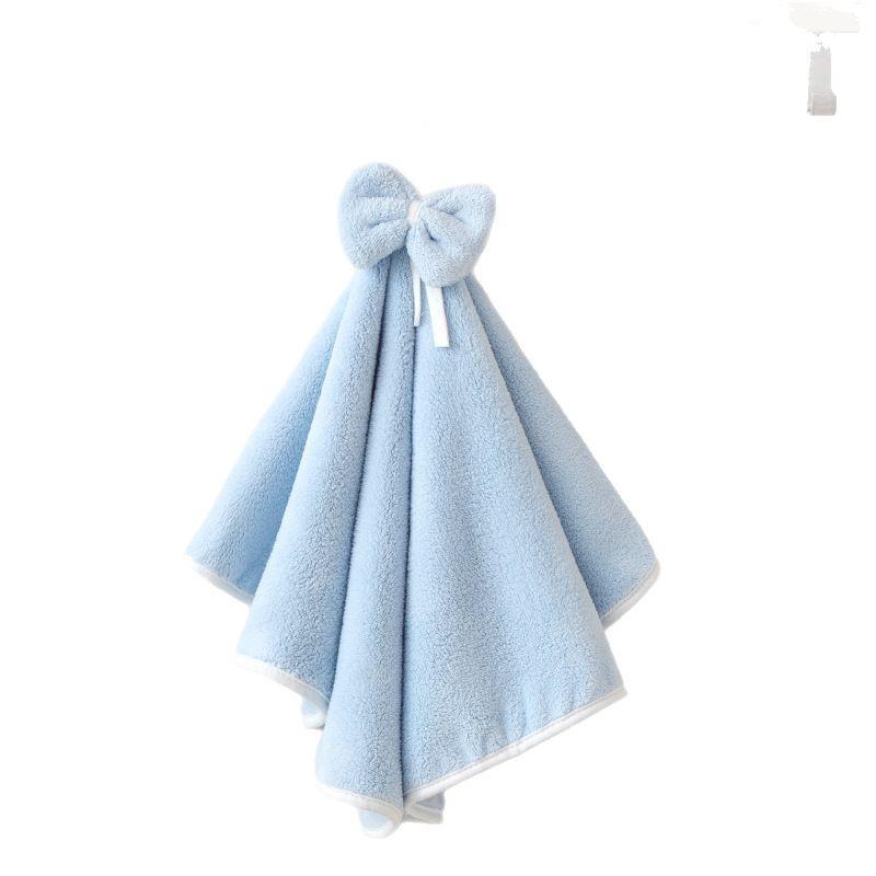 Towel does not shed hair, absorbent hand towel hanging kitchen rag bow thickened coral fleece handkerchief