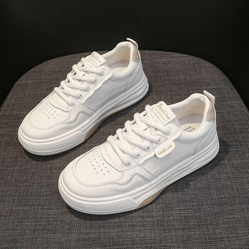 2025 Spring Women's Trendy White Breathable Thick-Soled Korean Style Versatile Casual Sneakers