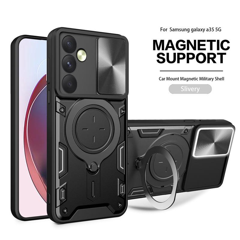 Samsung S25 Edge Etui z pierścieniem magnetycznym zapobiegającym upadkom i okienkiem push