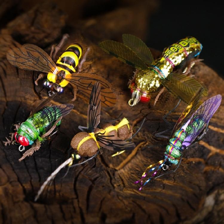 2 szt. Pływające przynęty na muchy i pszczoły z pudełkiem Sztuczne przynęty owadzie Atraktanty Sprzęt wędkarski Haczyki do wędkarstwa muchowego Przynęty