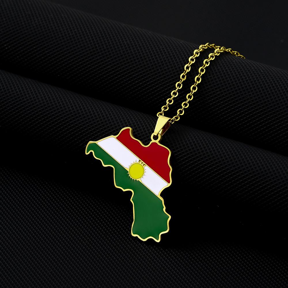 Kurdistan Pendant Necklace: Vintage Drip Oil Design, Stainless Steel for Men and Women
