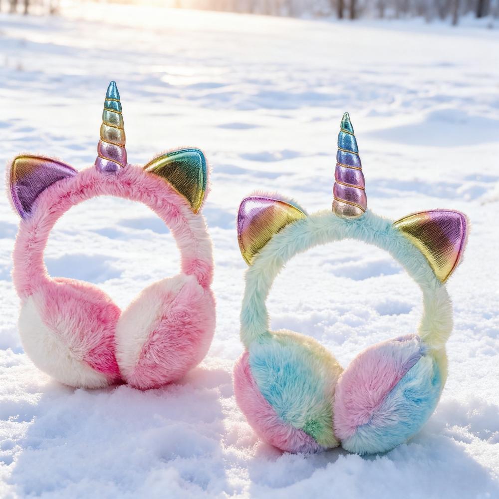 Winter Colorful Earflap Warm Skiing Earmuffs Soft Plush Ears Cover Children Adult Unicorn Dye Tie Headgear Warmer Christmas Gift