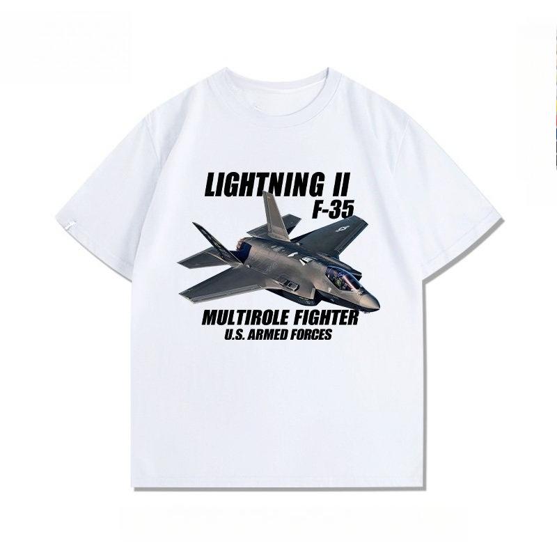 Fighter jet F22 Raptor A10 aircraft F35 fan Tshirt casual pure cotton roundneck top Unisex Women trendy shortsleeved shirt