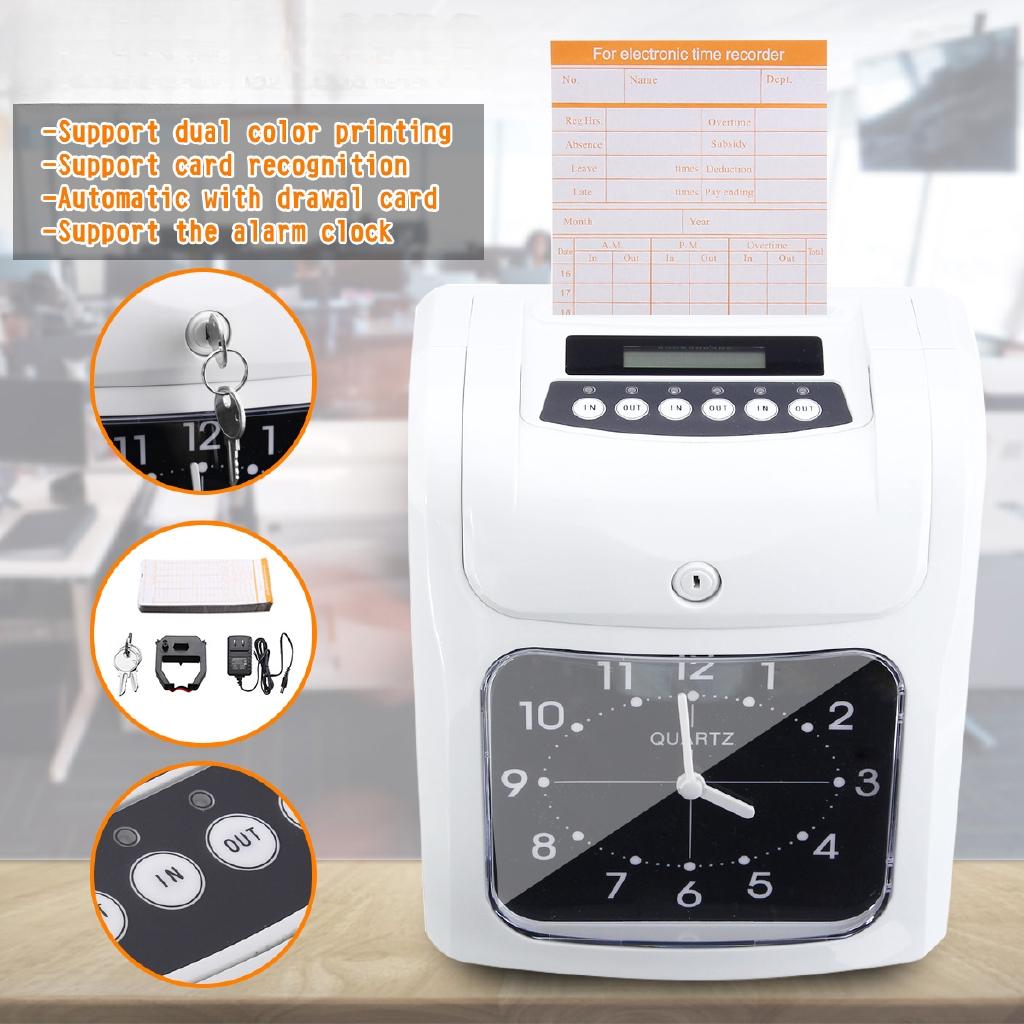 Two Color Printing Time Clock Recorder Electronic Employee Time Recording System Time Card Machine Time Recorder