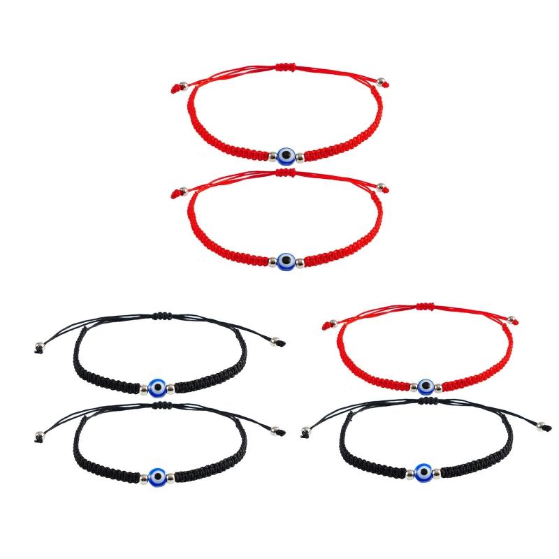 2 Pcs for Evil Eye String Bracelets Handmade Red Black String for Evil Eye Bracelet Wristband for Women Men Teen Girls B