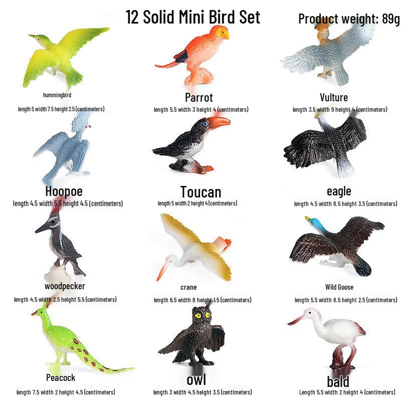 Cross-Border Bird Simulation Toy: Owl, Woodpecker, Parrot, Peacock Model - Plastic Ornament for Children
