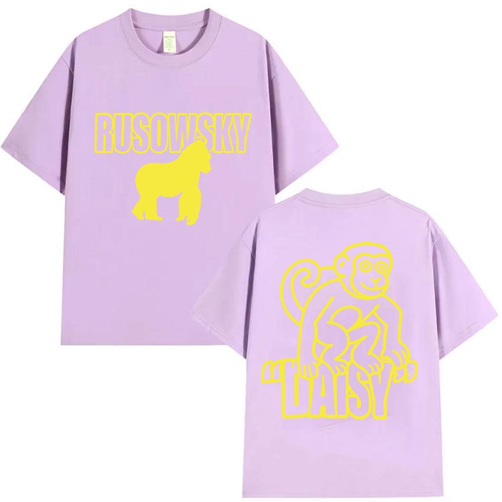 Rapper Rusowsky Daisy Tour 2025 Print T Shirt Mens High Quality Vintage Fashion Tshirts Y2k Unisex Harajuku Clothing Tshirt