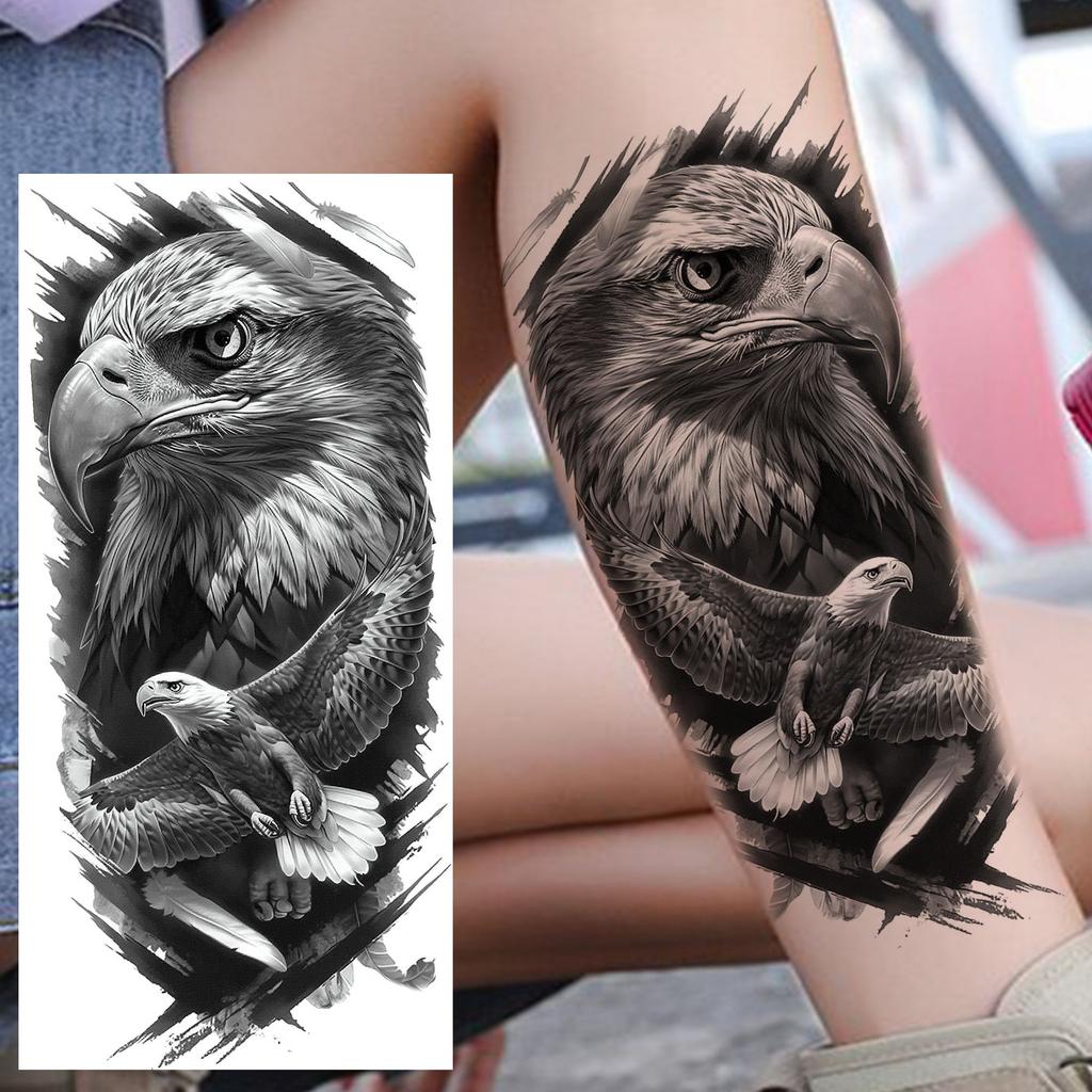 1 Sheet Creative Lion Tiger Family Temporary Tattoos Realistic Eagle Owl Animals Tatoos Waterproof Fake Tattoo Sticker Last Long