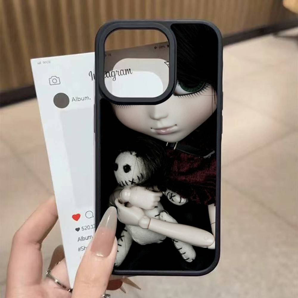 Japanese Korean Retro Doll Dark Baby Artist Black Hard Plastic Phone Case For Iphone 17 Air 16 15 14 13 12 11 Pro Max PC TPU
