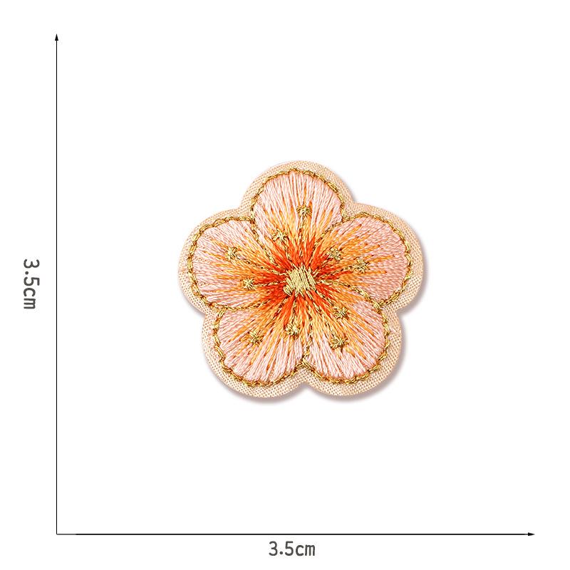 Little Plum Blossom Self-Adhesive Embroidery Patch: Cute Decoration for Clothes, Hats, or Home Textiles