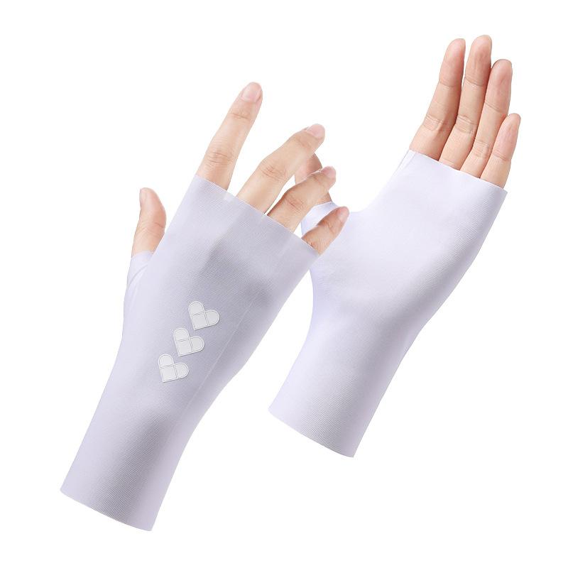 Letní ledové hedvábné opalovací rukavice s polovičními prsty Šetrné k pokožce Prodyšné Odolné proti UV záření Tenký styl Řidičské Rukavice na prsty Proti černání Nehtové umění