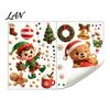 Christmas Theme Glass Clings 2PCS Window Static Sticker, Cute Cartoon Elves And Bears Winter Holiday Decorations Print, PVC Stickers for Home