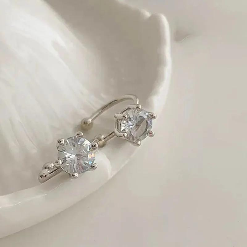 Elegant Shiny Zircon Clip Earrings Adjustable Non Piercing Ear Clips for Women Daily Wear Party Banquet Jewelry Gift New Fashion