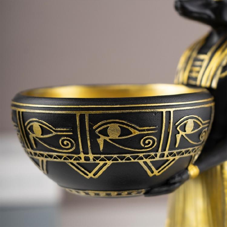 Anubis Statue with Bowl Egyptian God Figurine Resin Ancient Egypt Decors Home Office Mythological Collectible Sculpture