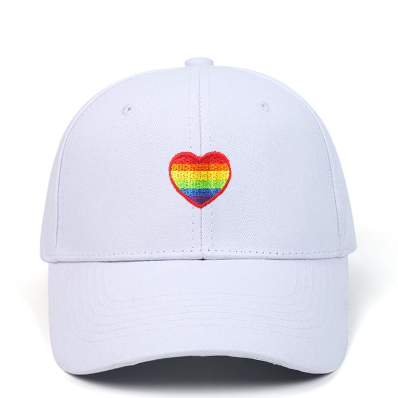 Rainbow Heart Embroidered Baseball Cap - Breathable Sun Protection Dad Hat for Outdoor Sports