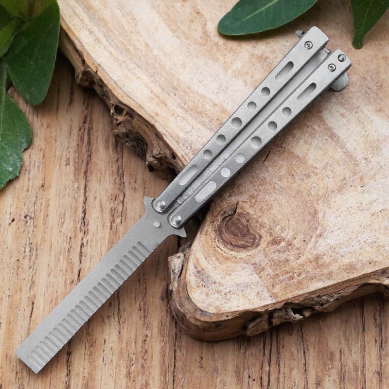 Edelstahl Klappkamm Tragbare Reise-Haarbürste für Männer Frauen Kompaktes Haarstyling-Werkzeug für Outdoor-Sport Unisex Geschenk