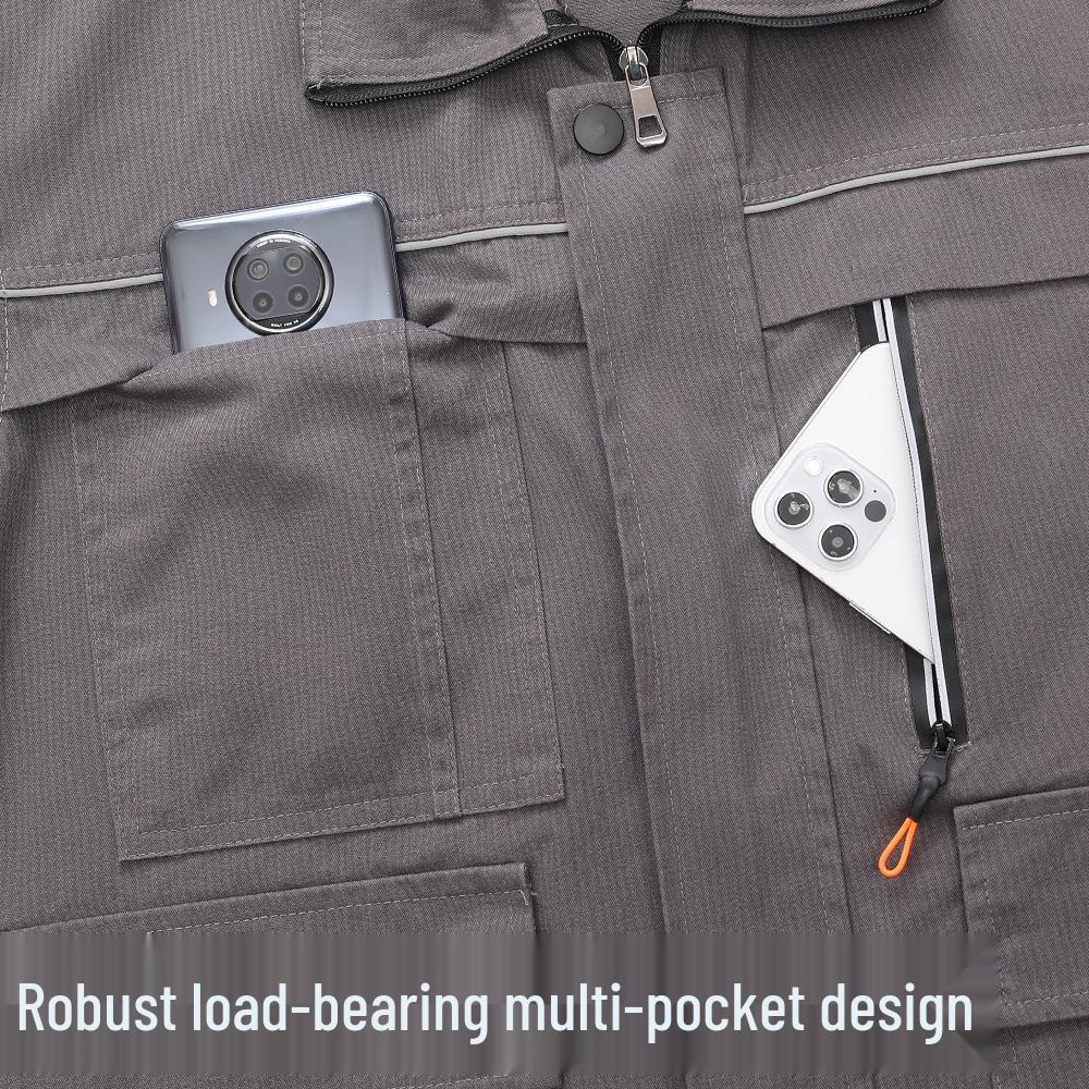 Men's Spring & Autumn Workwear Set, Construction & Welding Safe, Dirt-Resistant, Pure Cotton for Outdoor, Auto Repair & Labor Protection.
