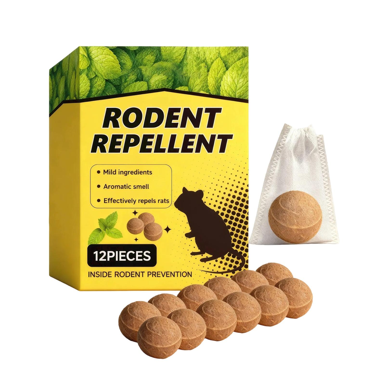 12 Pack Powerful Rat Repellents Pills, Natural Pest Deterrent For Home & Garden, Pet-Safe & Poison-Free, Easy-to-Use Rodent Control One Size