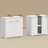 Vanity Unit, Modern Free-standing Bathroom Furniture with U-shaped Cutout, Adjustable Shelf, White