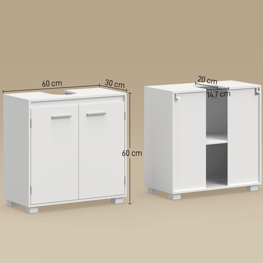 Vanity Unit, Modern Free-standing Bathroom Furniture with U-shaped Cutout, Adjustable Shelf, White