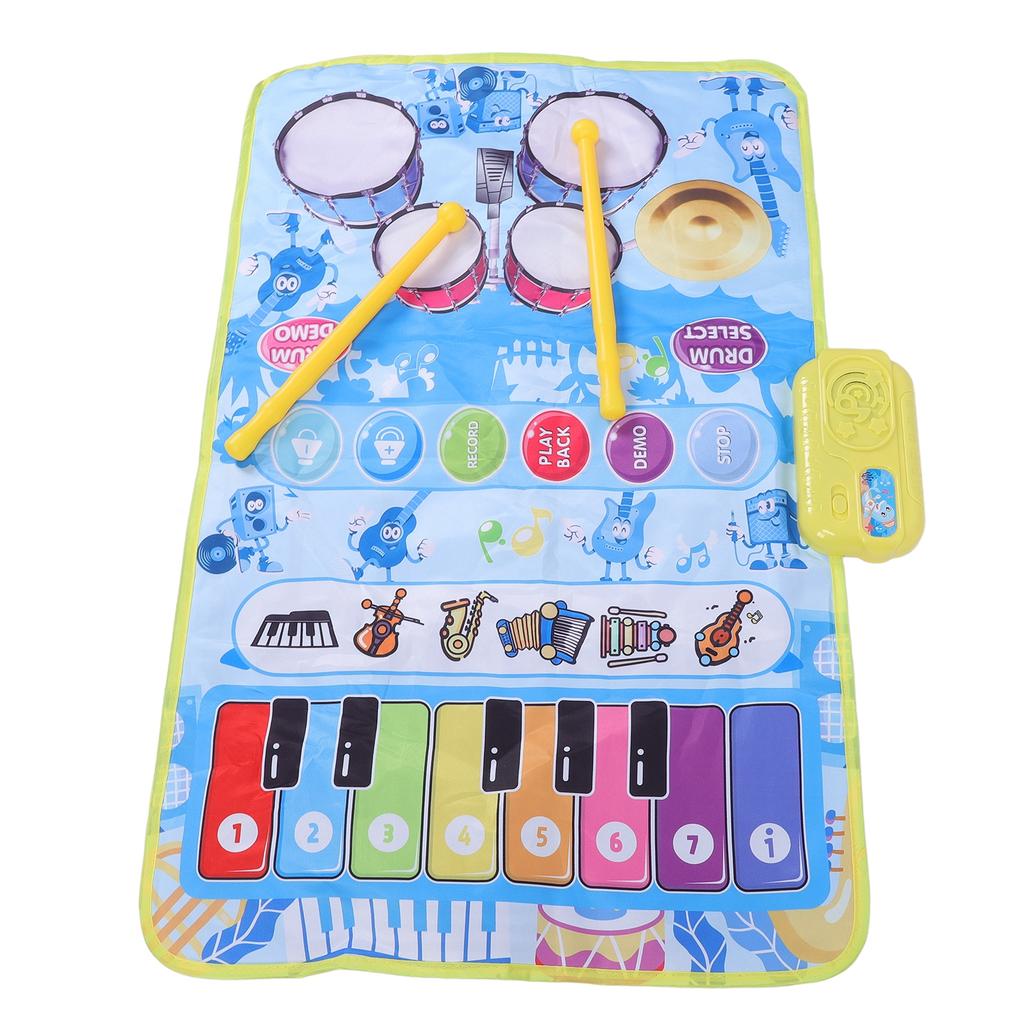 2 in 1 Baby Piano and   Mat 13 Keys 5 Music Instruments Sounds Interactive Game Baby Musical Mat for Toddler